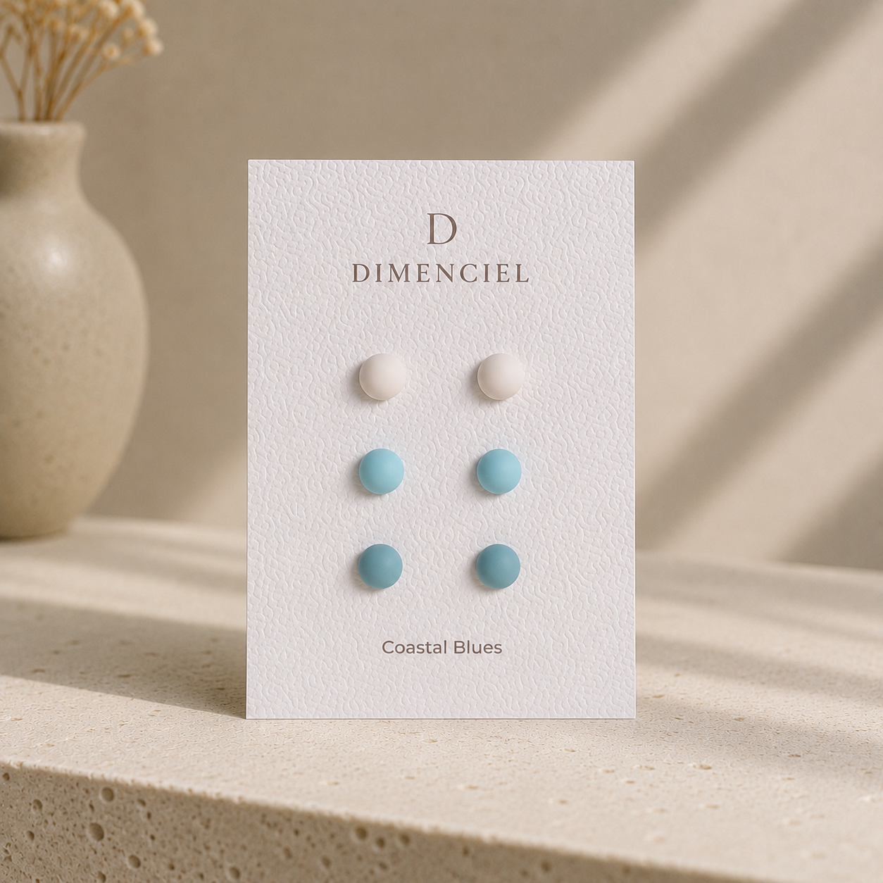 The Micro Dome Trio in Coastal Blues | Half Sphere Ear Studs Set