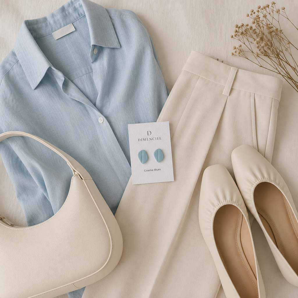 The Organic Pebble in Coastal Blues | Pebble Ear Studs