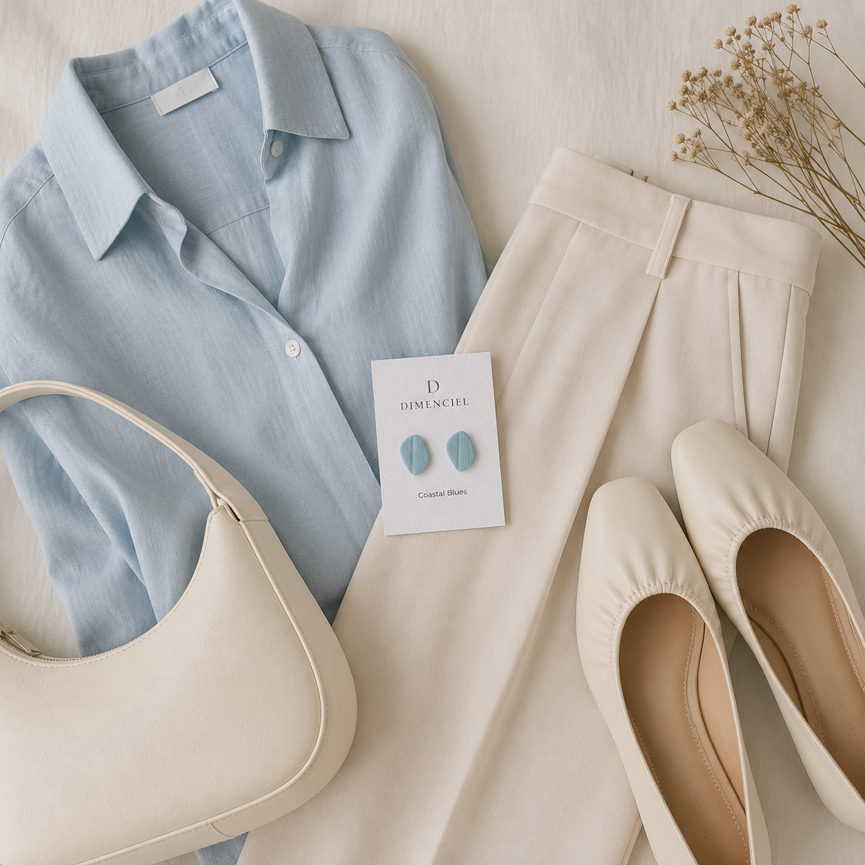 The Organic Pebble in Coastal Blues | Pebble Ear Studs