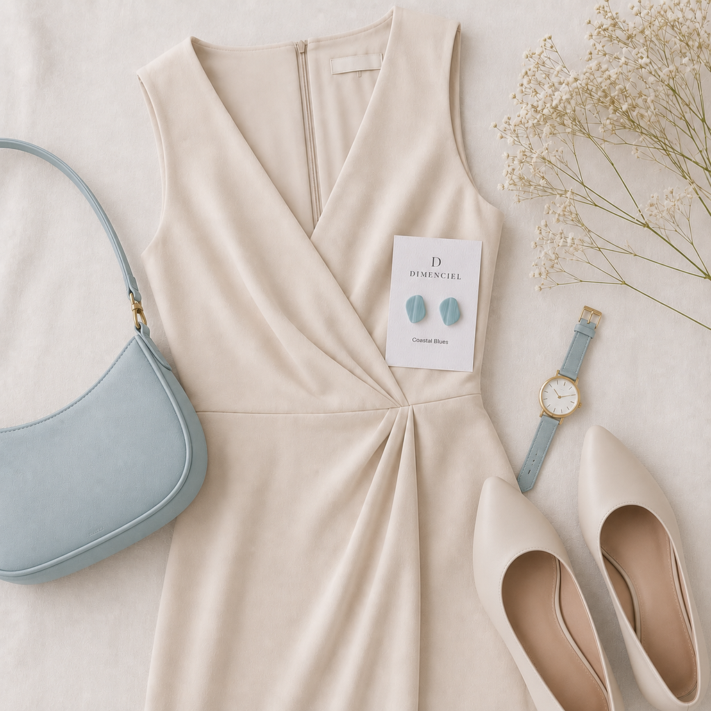 The Organic Pebble in Coastal Blues | Pebble Ear Studs