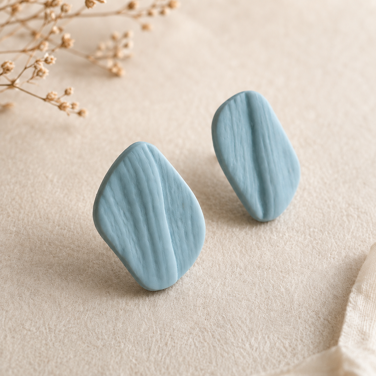 The Organic Pebble in Coastal Blues | Pebble Ear Studs