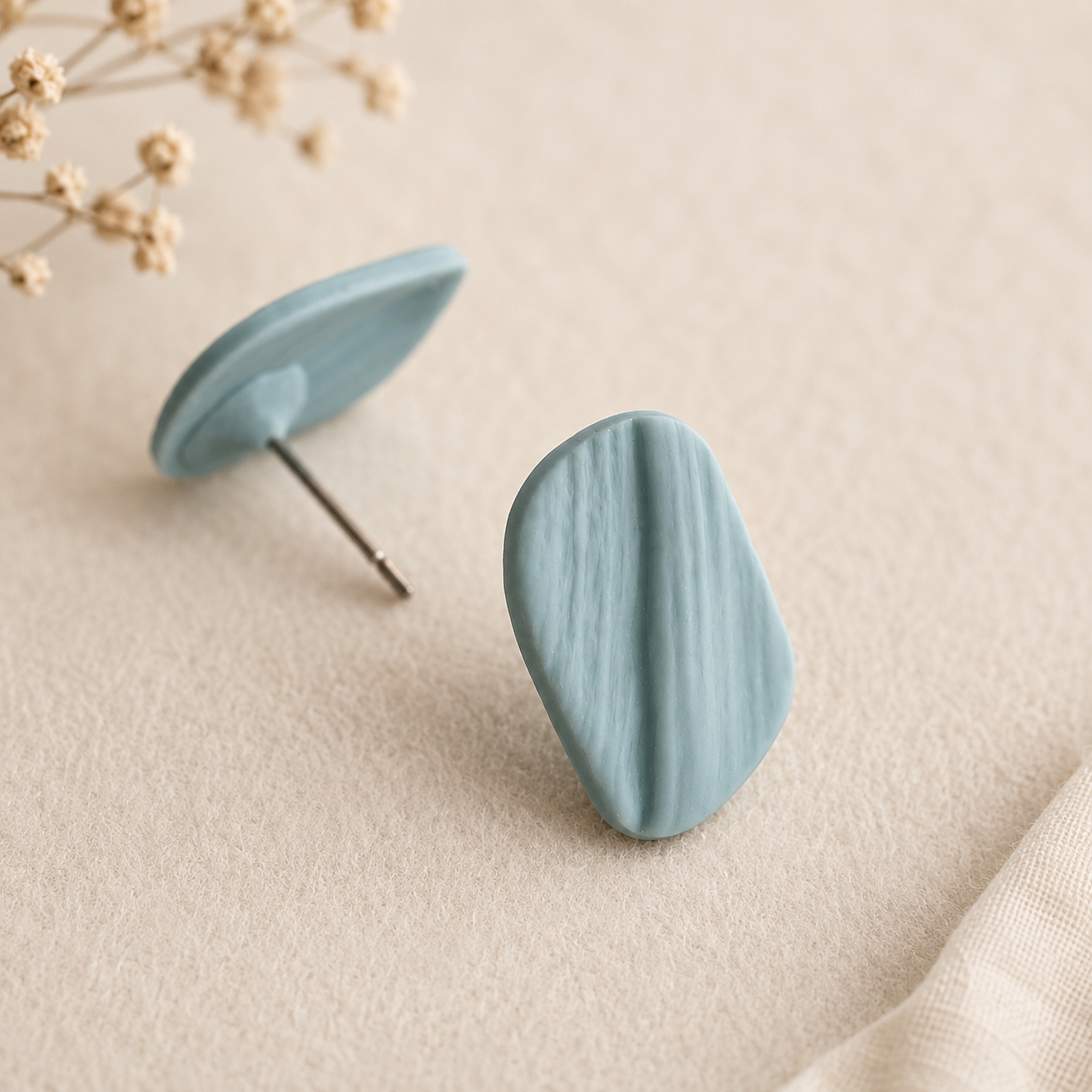 The Organic Pebble in Coastal Blues | Pebble Ear Studs
