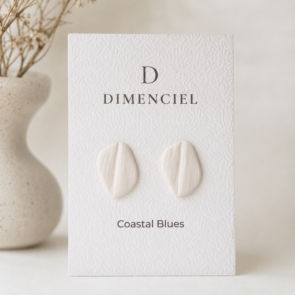The Organic Pebble in Coastal Blues | Pebble Ear Studs