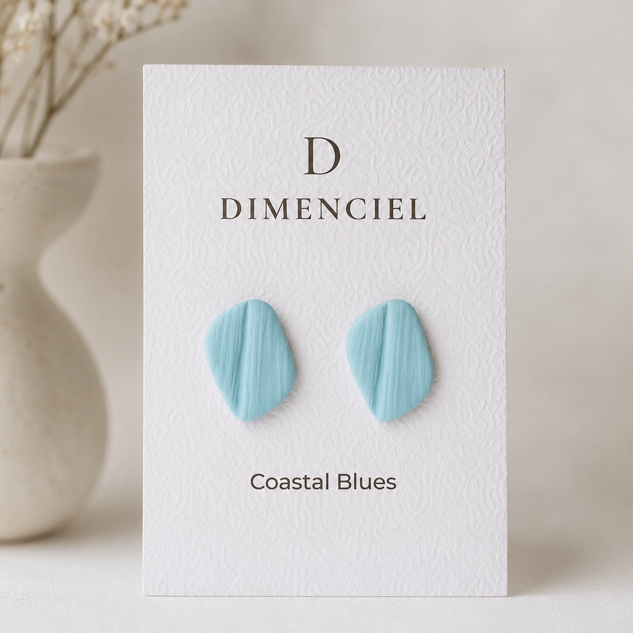 The Organic Pebble in Coastal Blues | Pebble Ear Studs