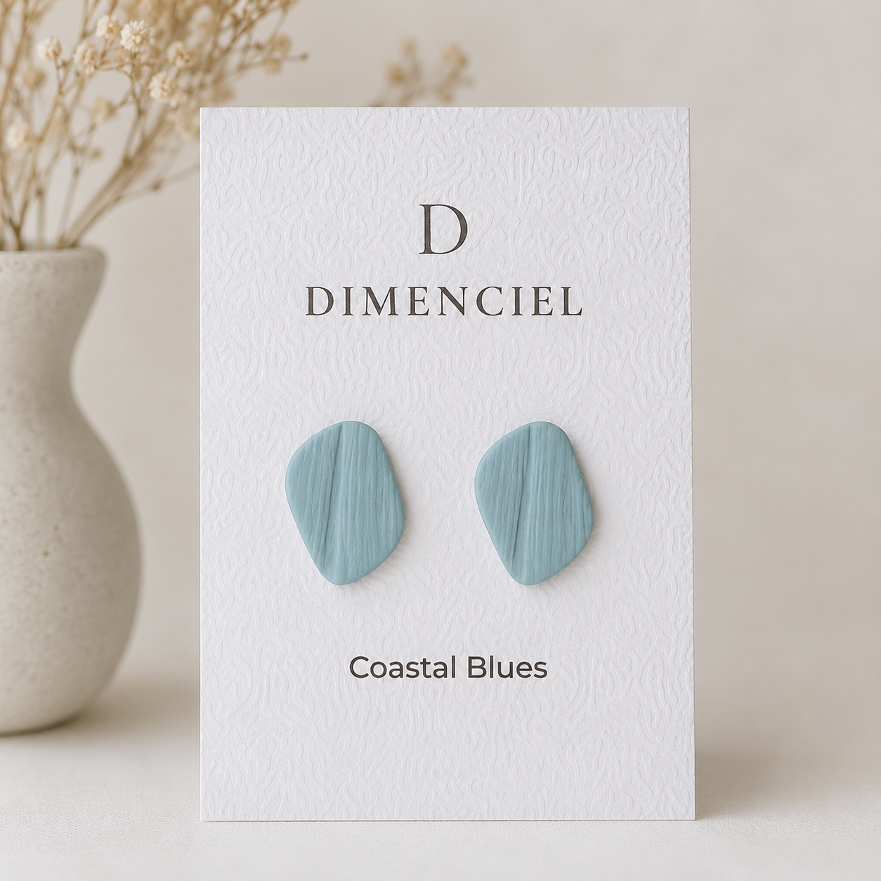 The Organic Pebble in Coastal Blues | Pebble Ear Studs