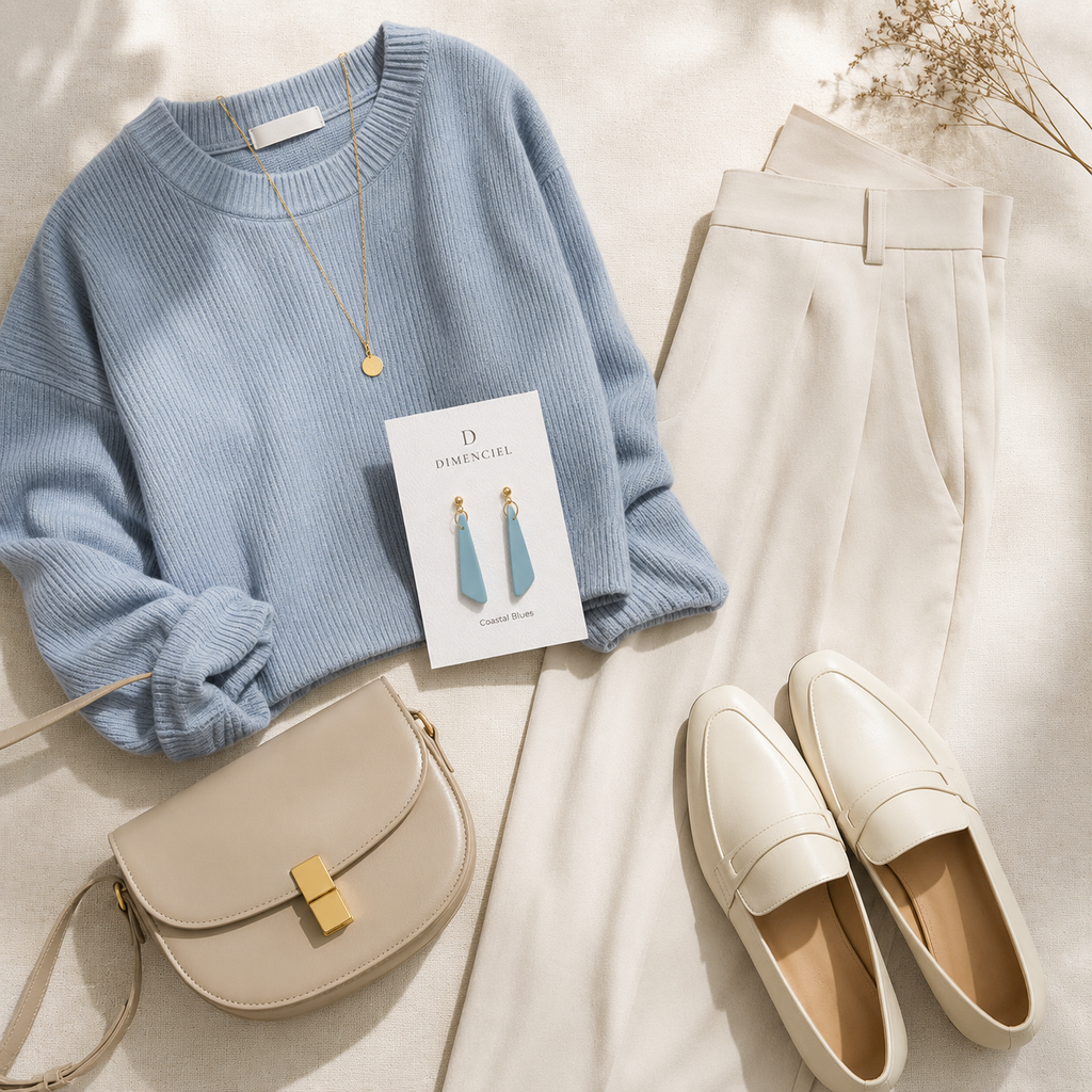 The Orb & Taper Edit in Coastal Blues | Bundle — Circle Studs Set & Drop Earrings