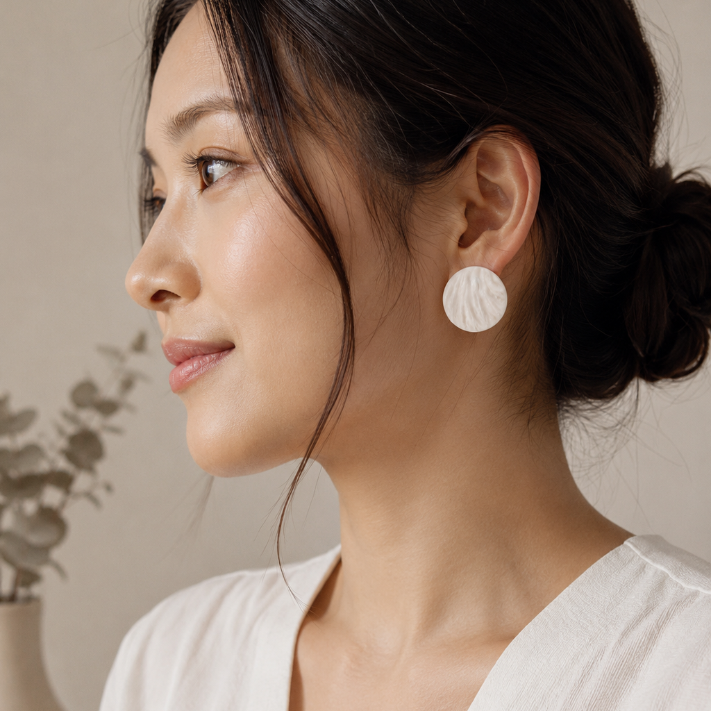 The Swirl Orb in Coastal Blues | Circle Ear Studs