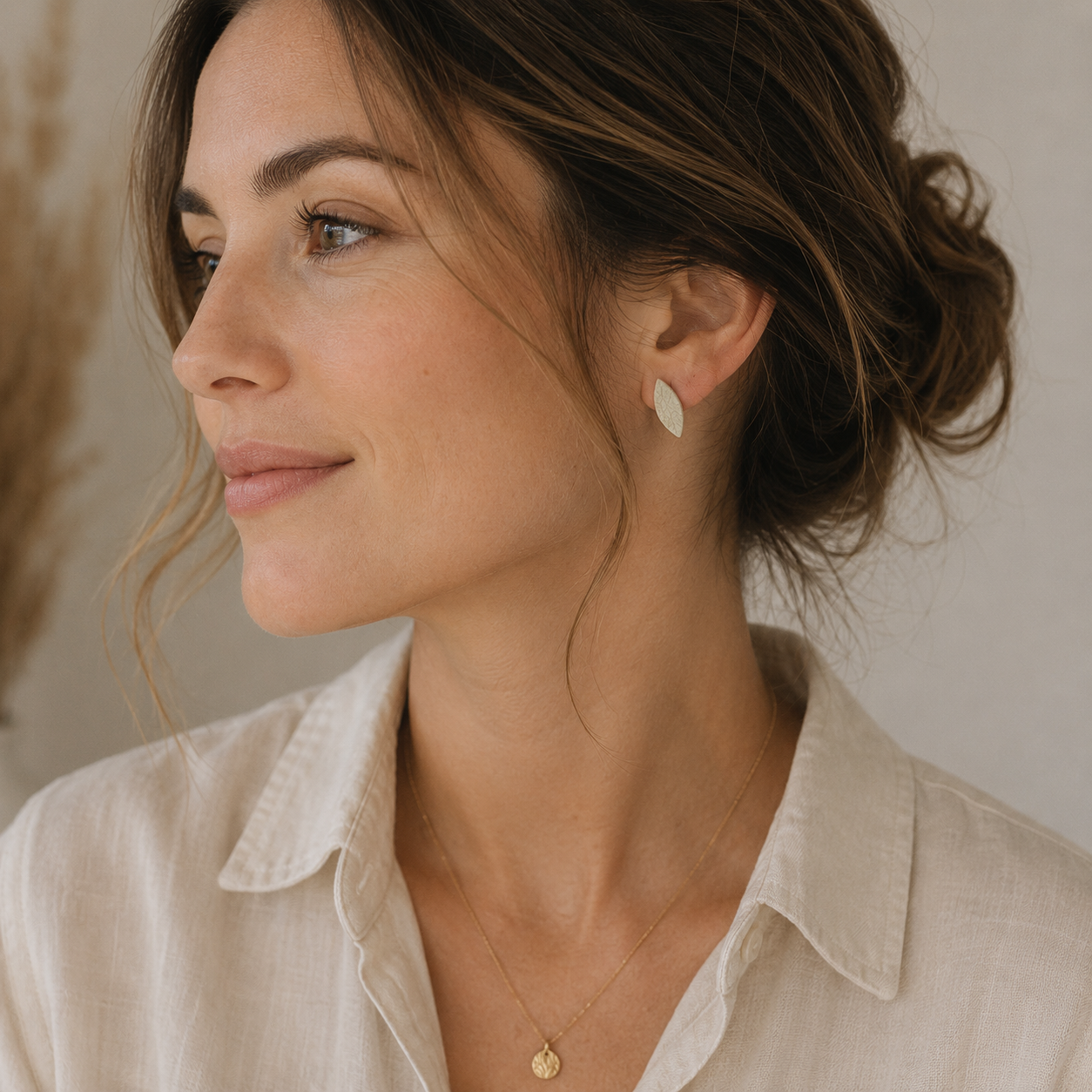 Botanical Sage Leaf Ear Studs Set