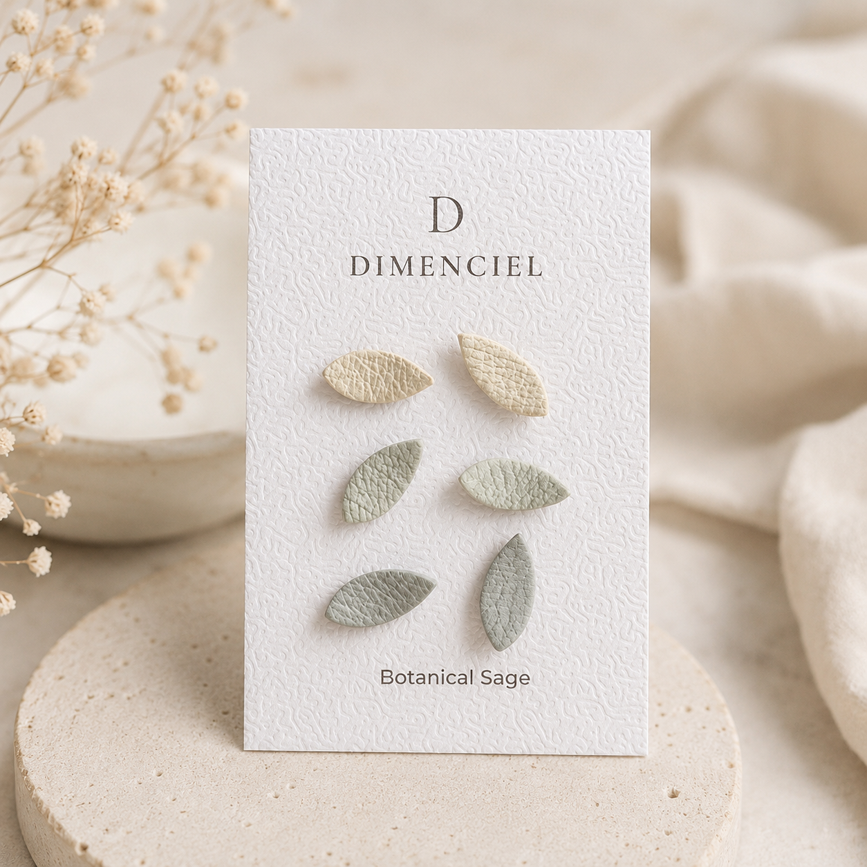 Botanical Sage Leaf Ear Studs Set