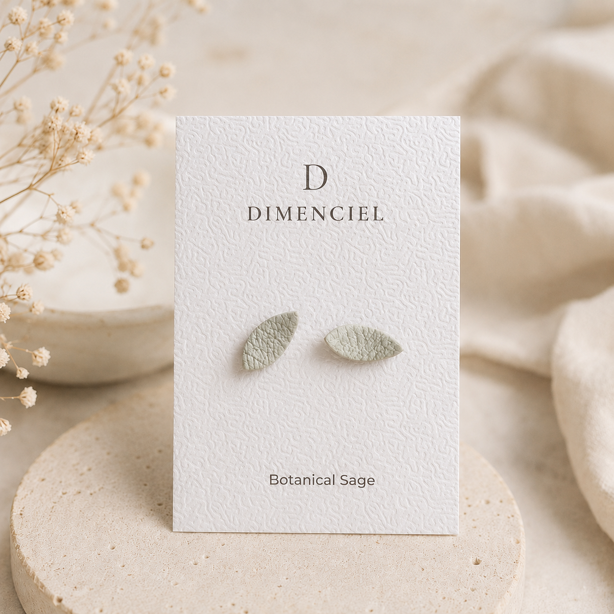 Botanical Sage Leaf Ear Studs Set