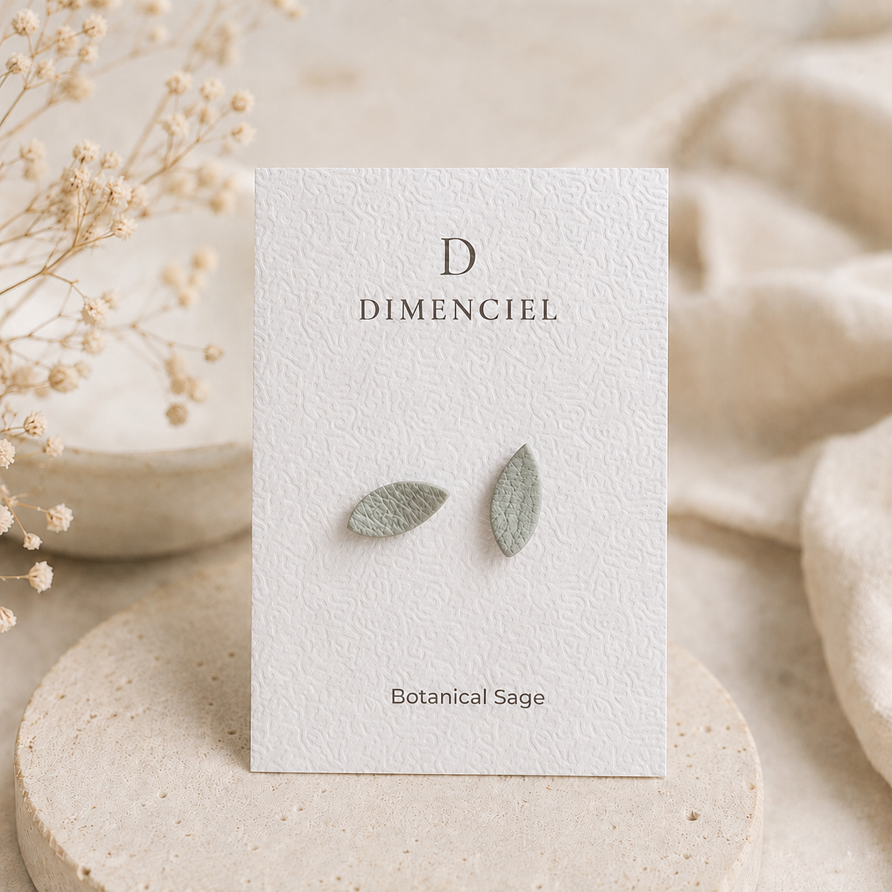 Botanical Sage Leaf Ear Studs Set