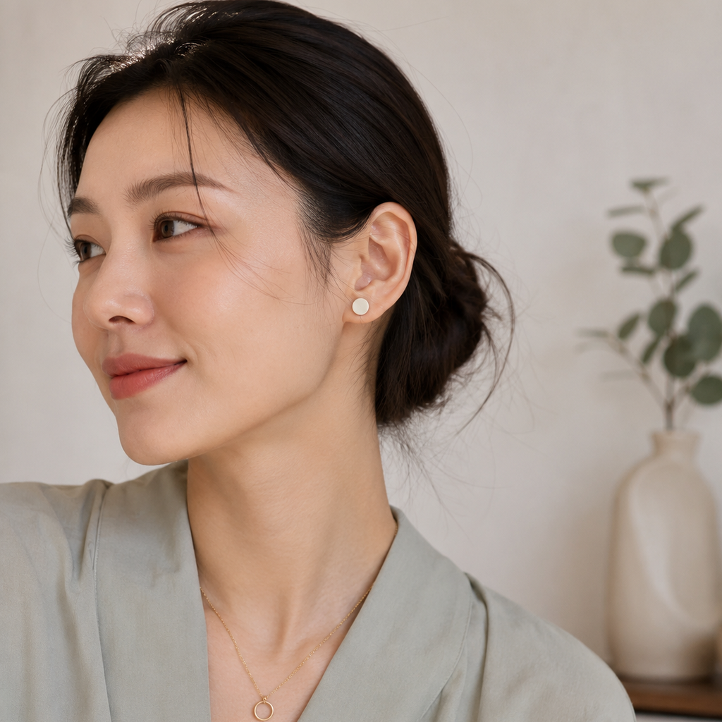 The Micro Orb Trio in Botanical Sage | Circle Studs Set