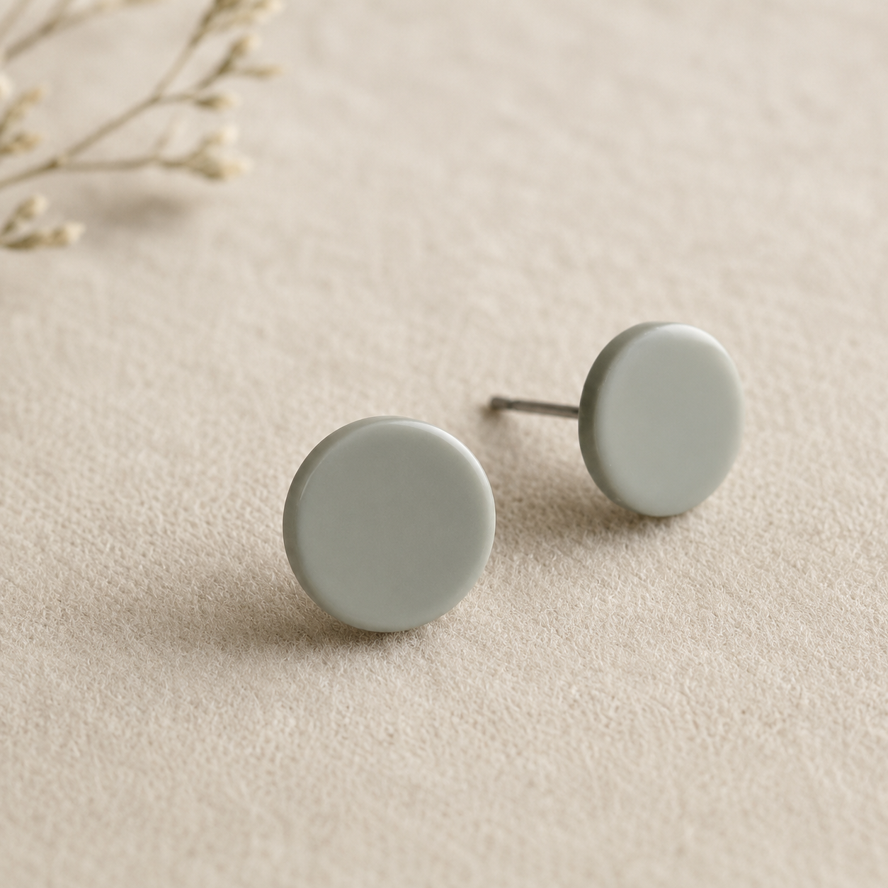 The Micro Orb Trio in Botanical Sage | Circle Studs Set