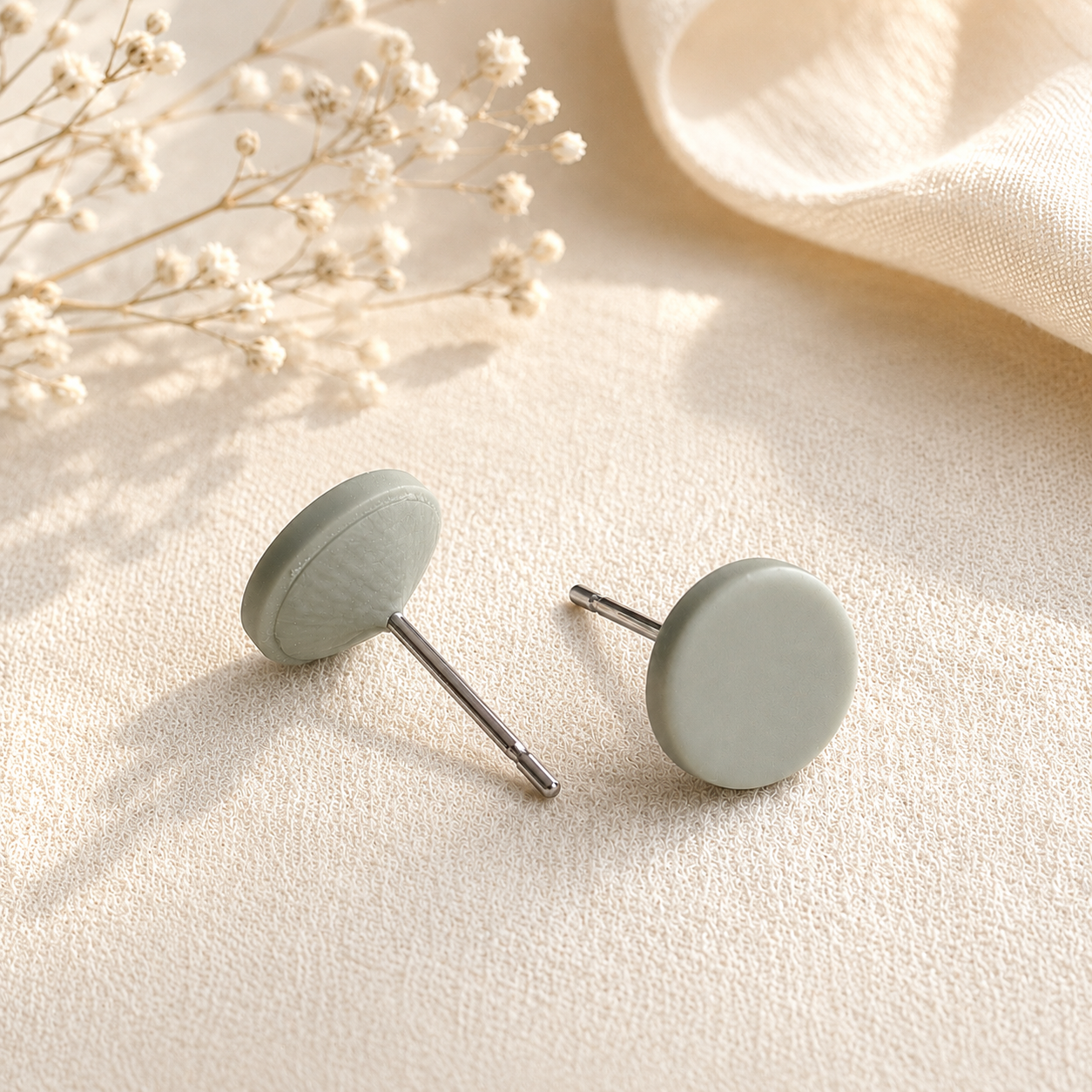 The Orb & Taper Edit in Botanical Sage | Bundle — Circle Studs Set & Drop Earrings