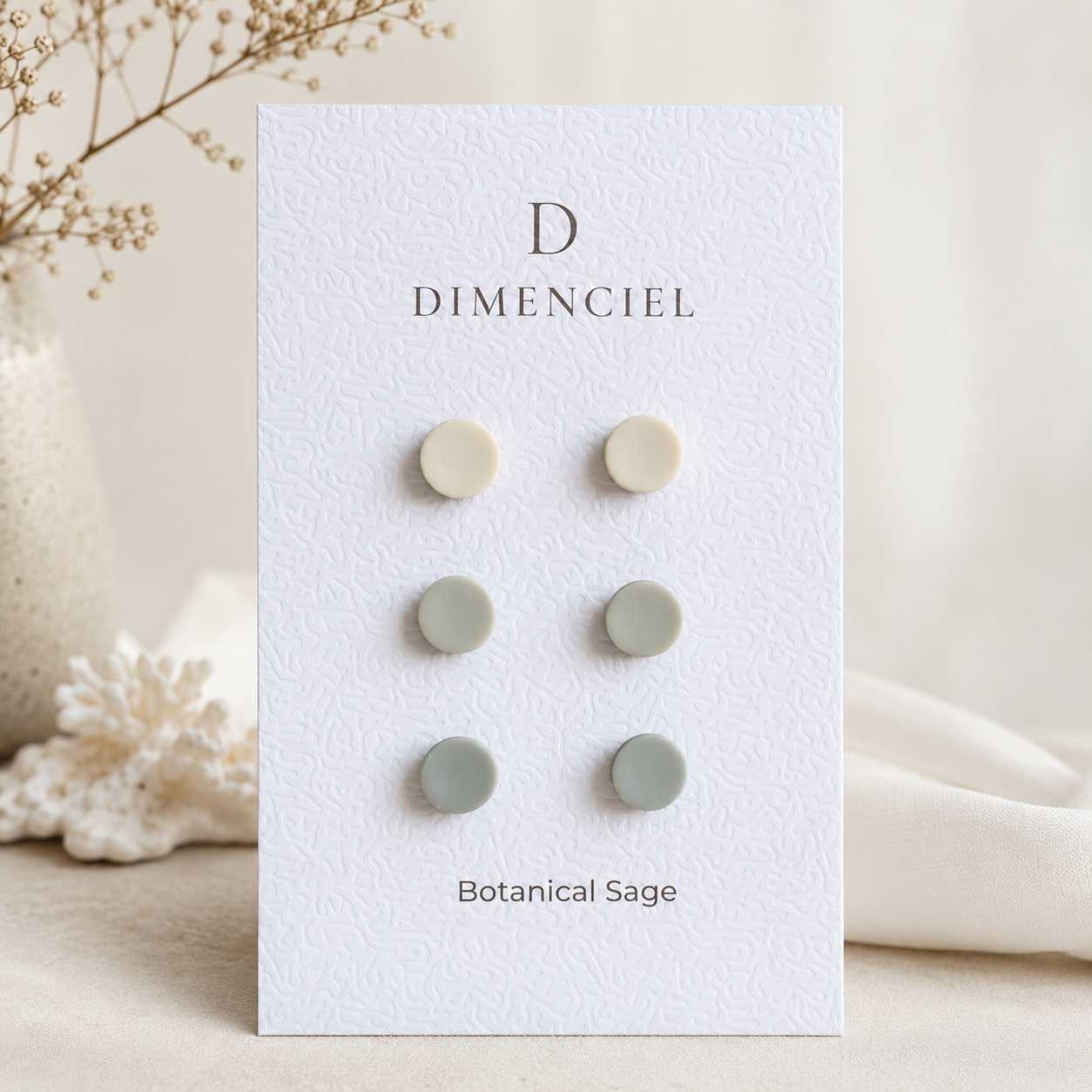 The Micro Orb Trio in Botanical Sage | Circle Studs Set