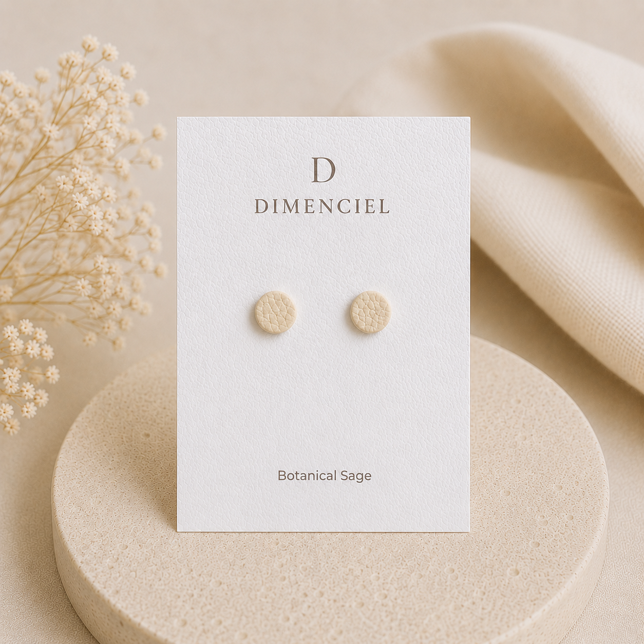 Botanical Sage Circle Studs Set