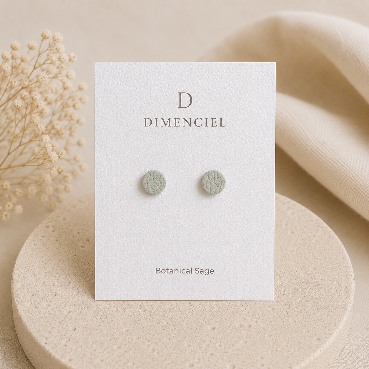 Botanical Sage Circle Studs Set