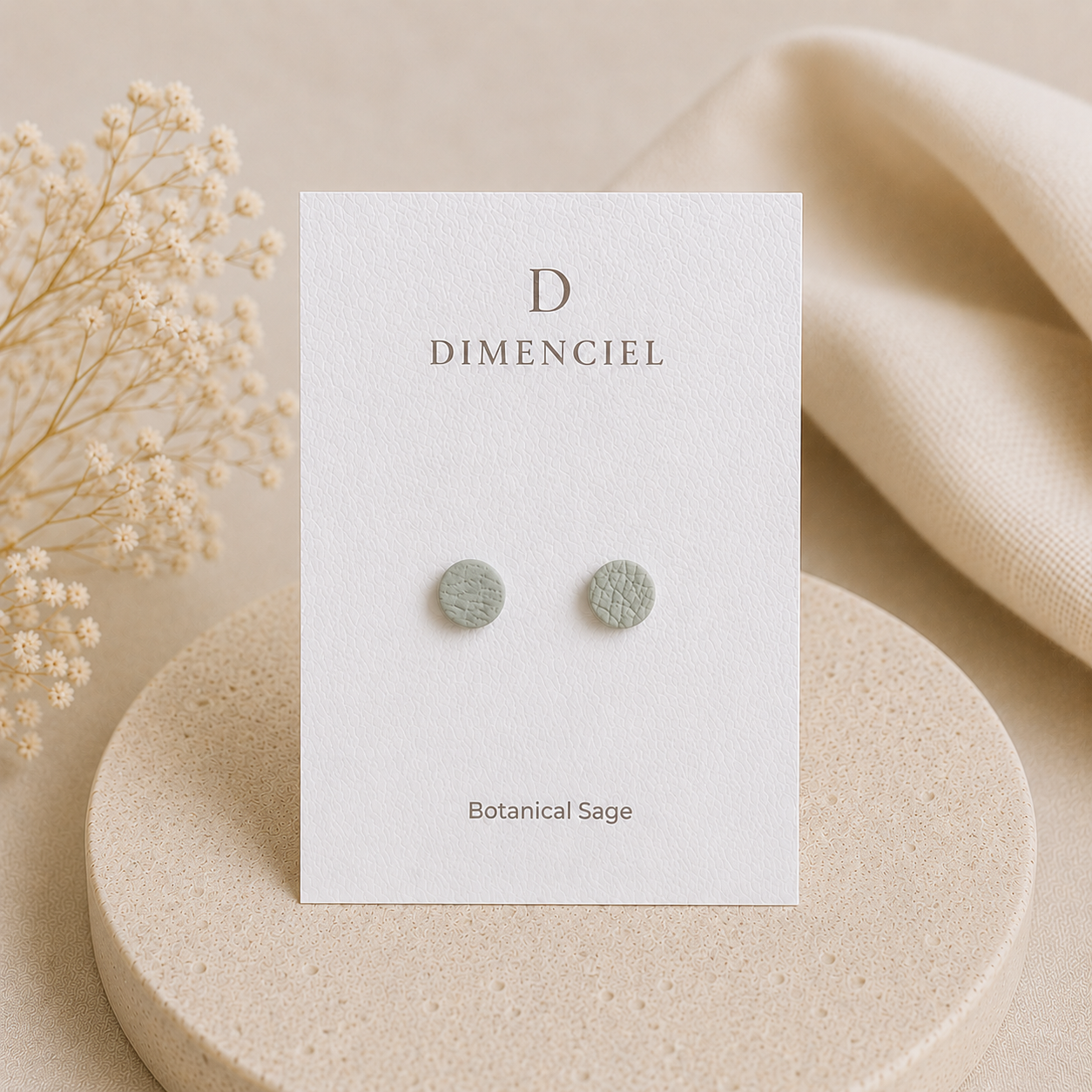 Botanical Sage Circle Studs Set