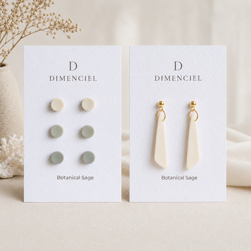 The Orb & Taper Edit in Botanical Sage | Bundle — Circle Studs Set & Drop Earrings