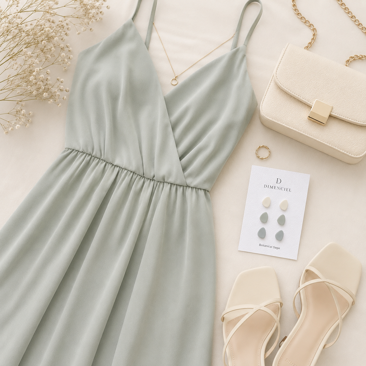 The Micro Pebble Trio in Botanical Sage | Pebble Ear Studs Set