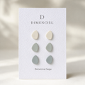 The Micro Pebble Trio in Botanical Sage | Pebble Ear Studs Set