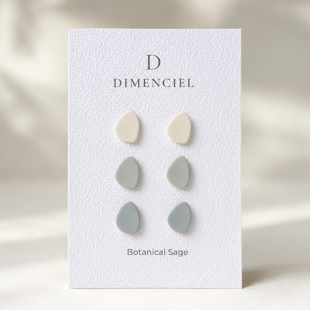 The Micro Pebble Trio in Botanical Sage | Pebble Ear Studs Set