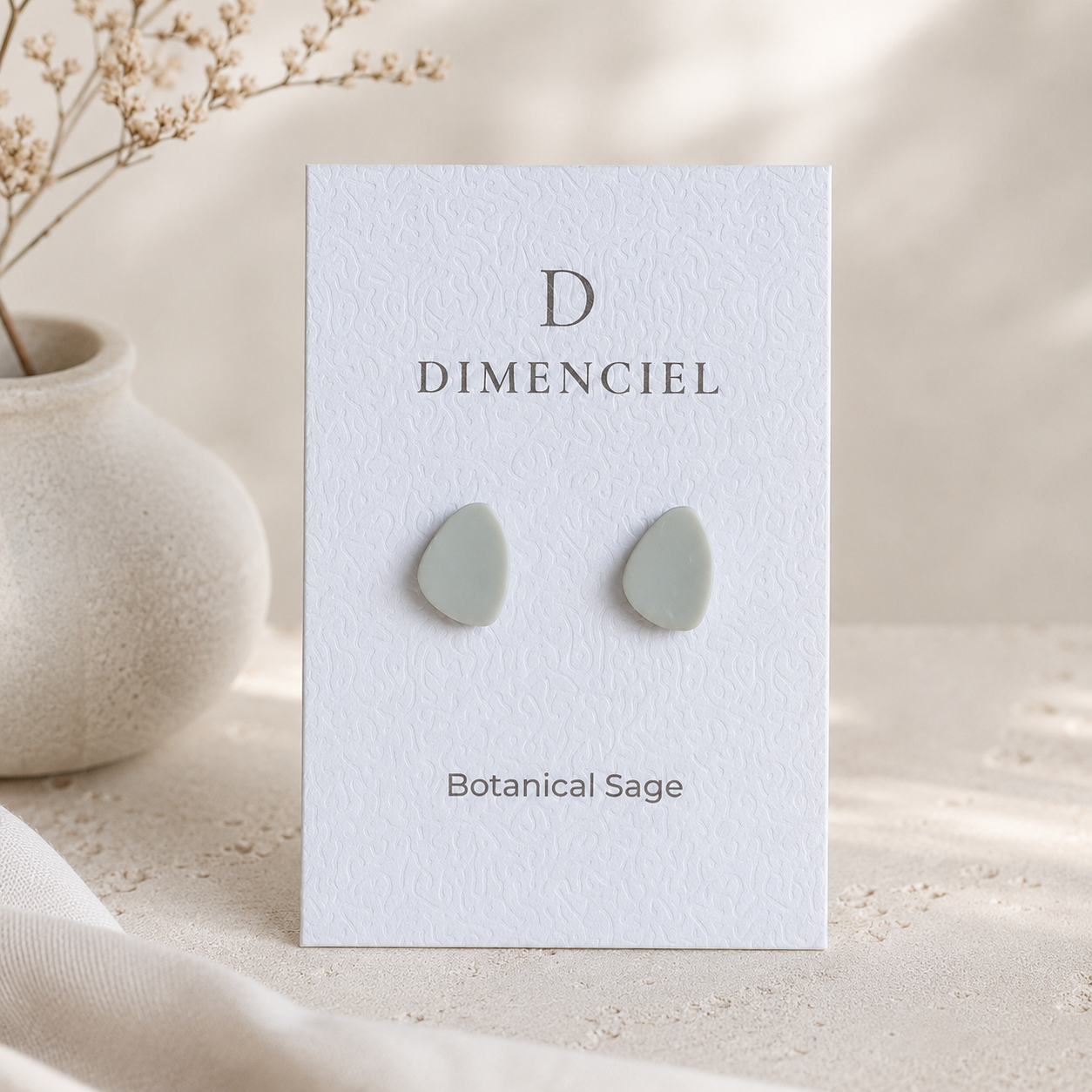 The Micro Pebble Trio in Botanical Sage | Pebble Ear Studs Set