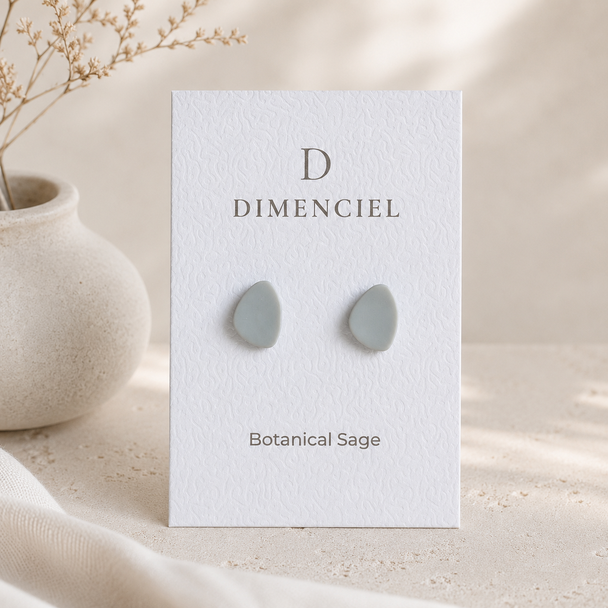 The Micro Pebble Trio in Botanical Sage | Pebble Ear Studs Set