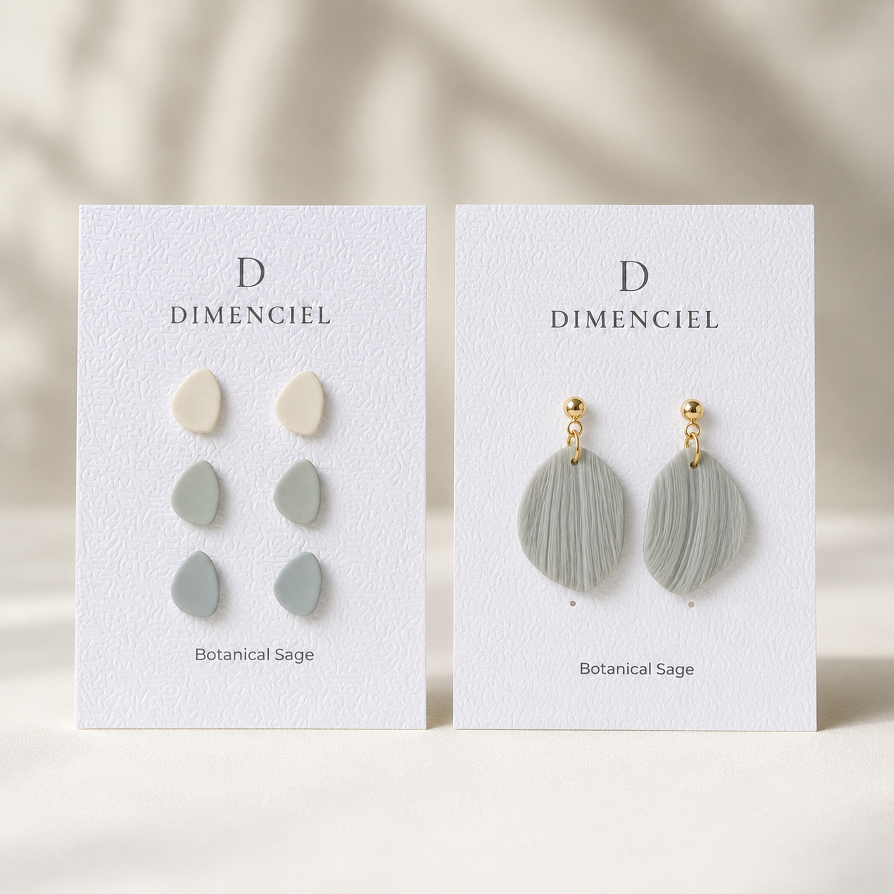 The Pebble & Petal Edit in Botanical Sage | Bundle — Pebble Studs Set & Petal Drop Earrings