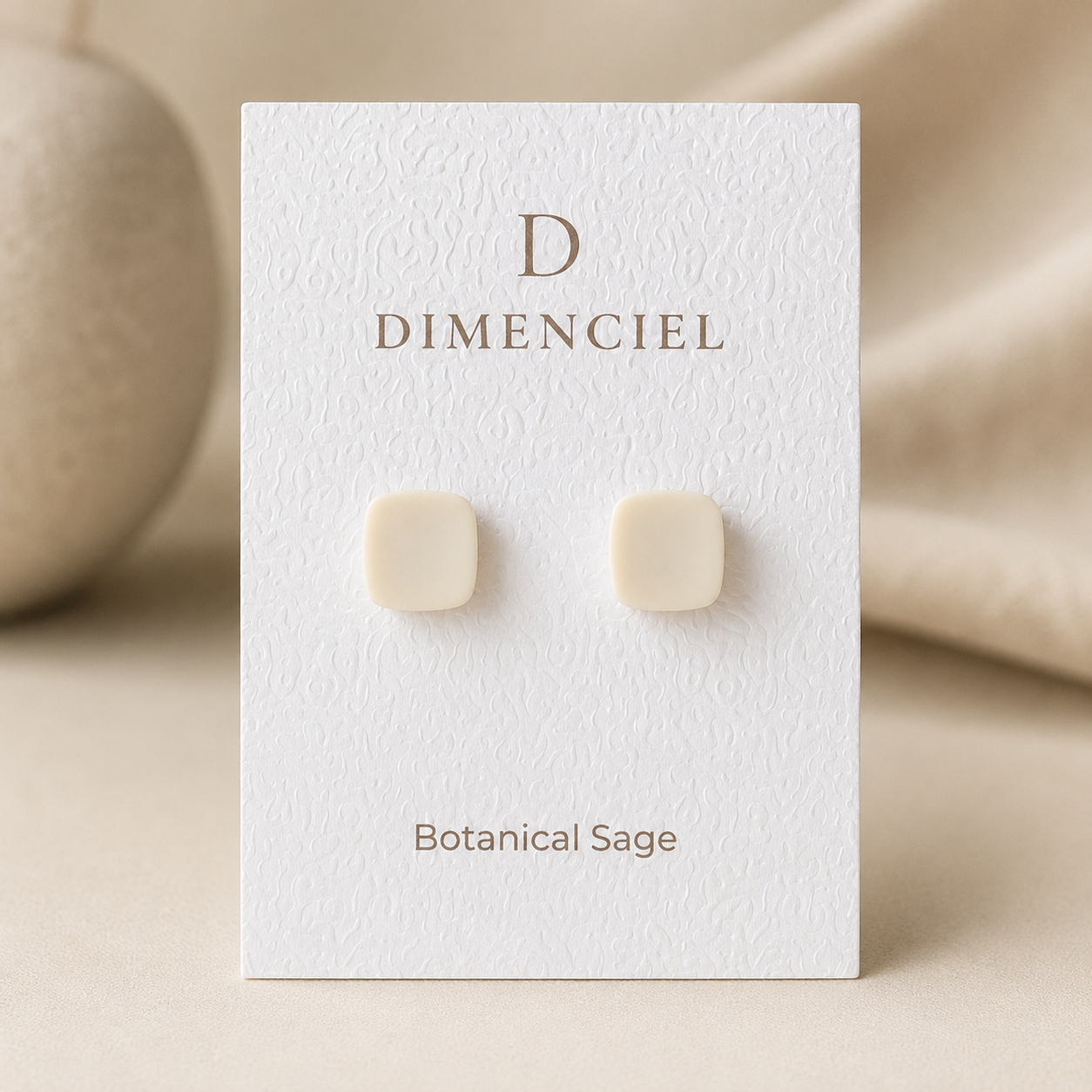The Micro Cube Trio in Botanical Sage | Square Ear Studs Set