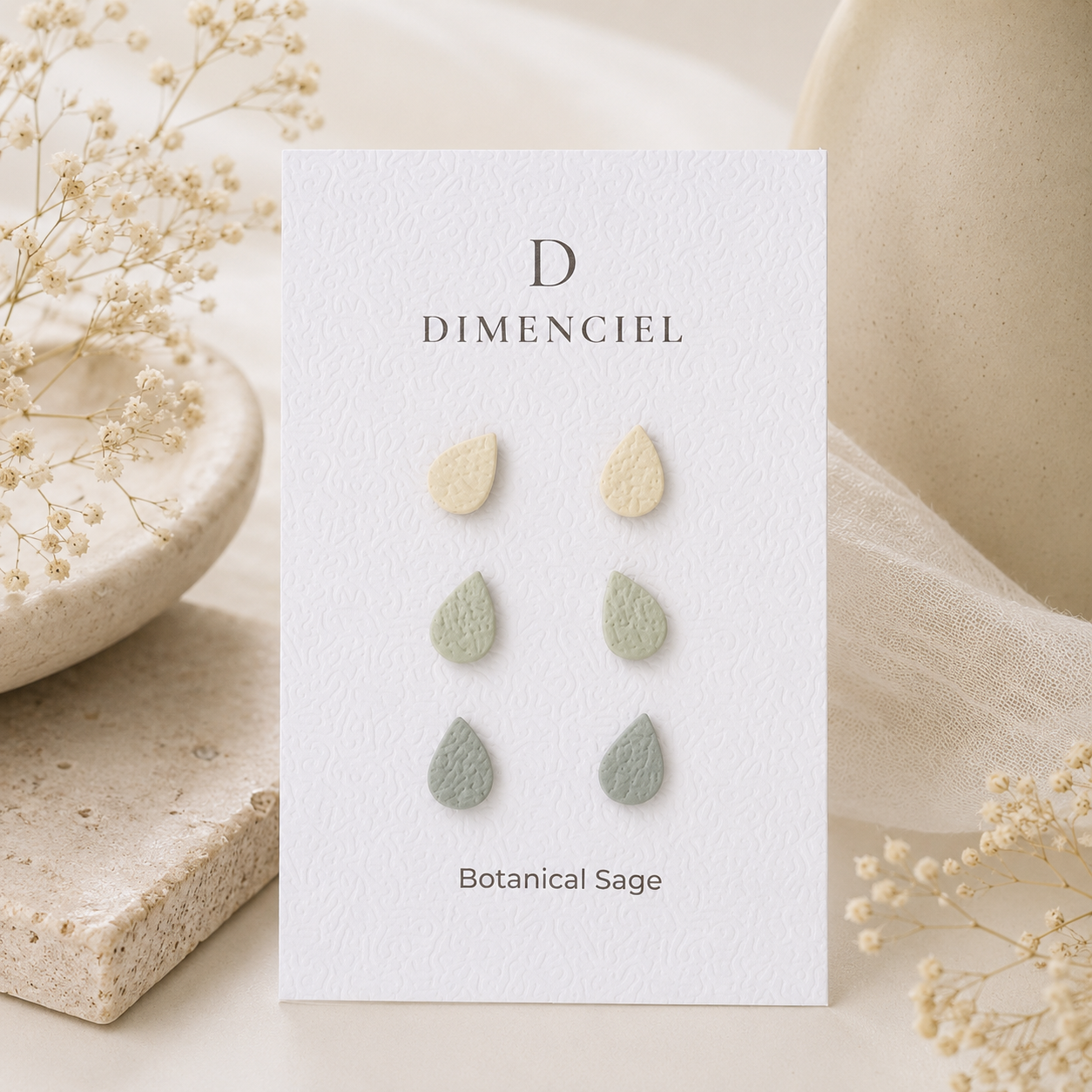 Botanical Sage Teardrop Studs Set