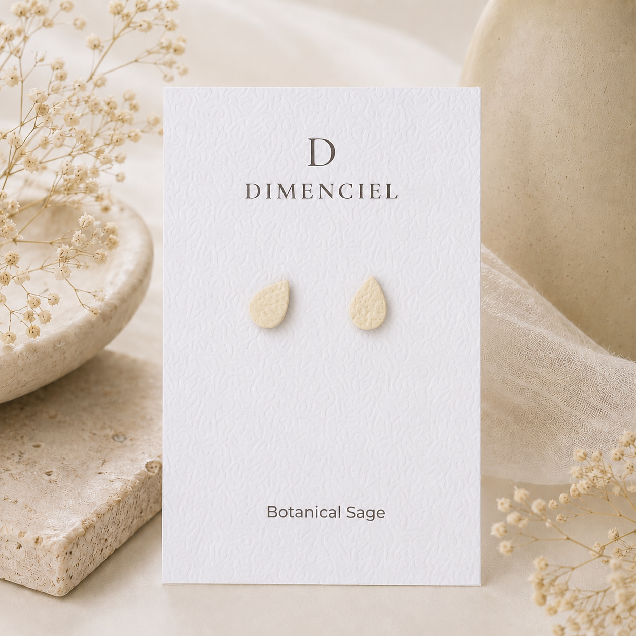 Botanical Sage Teardrop Studs Set