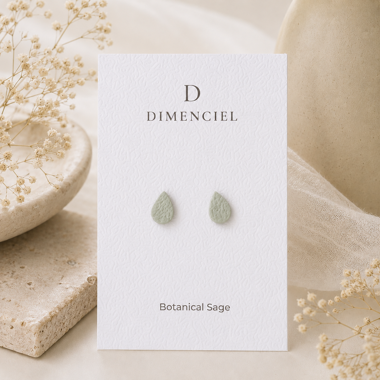 Botanical Sage Teardrop Studs Set