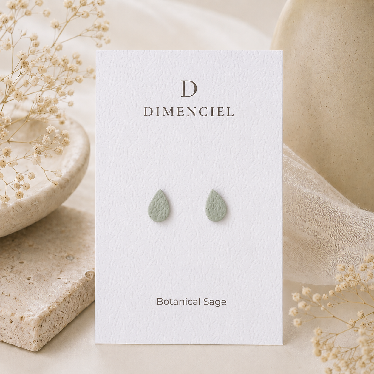 Botanical Sage Teardrop Studs Set