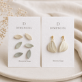 Botanical Sage Bundle — Leaf Ear Studs Set and Petal Drop Earrings by Dimenciel