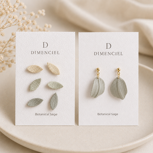 Botanical Sage Bundle — Leaf Studs Set & Petal Drop Earrings