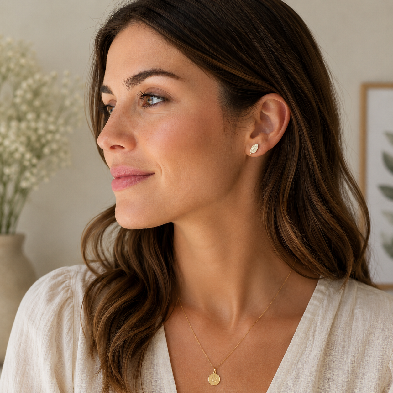 Botanical Sage Leaf Studs Set