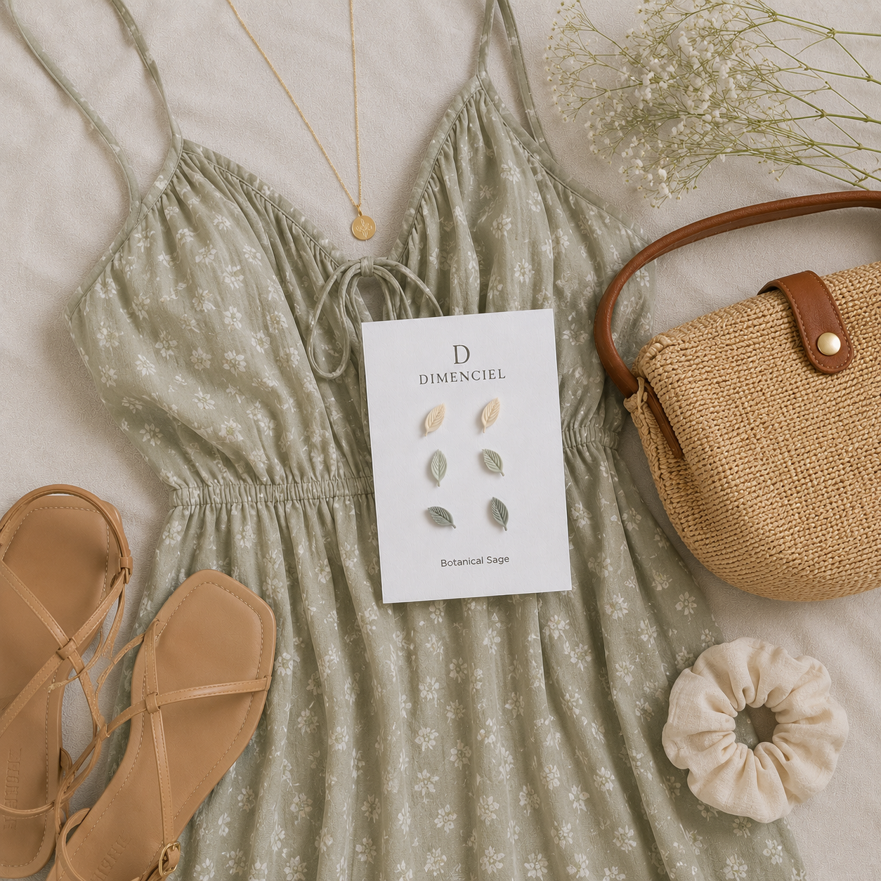 Botanical Sage Leaf Studs Set