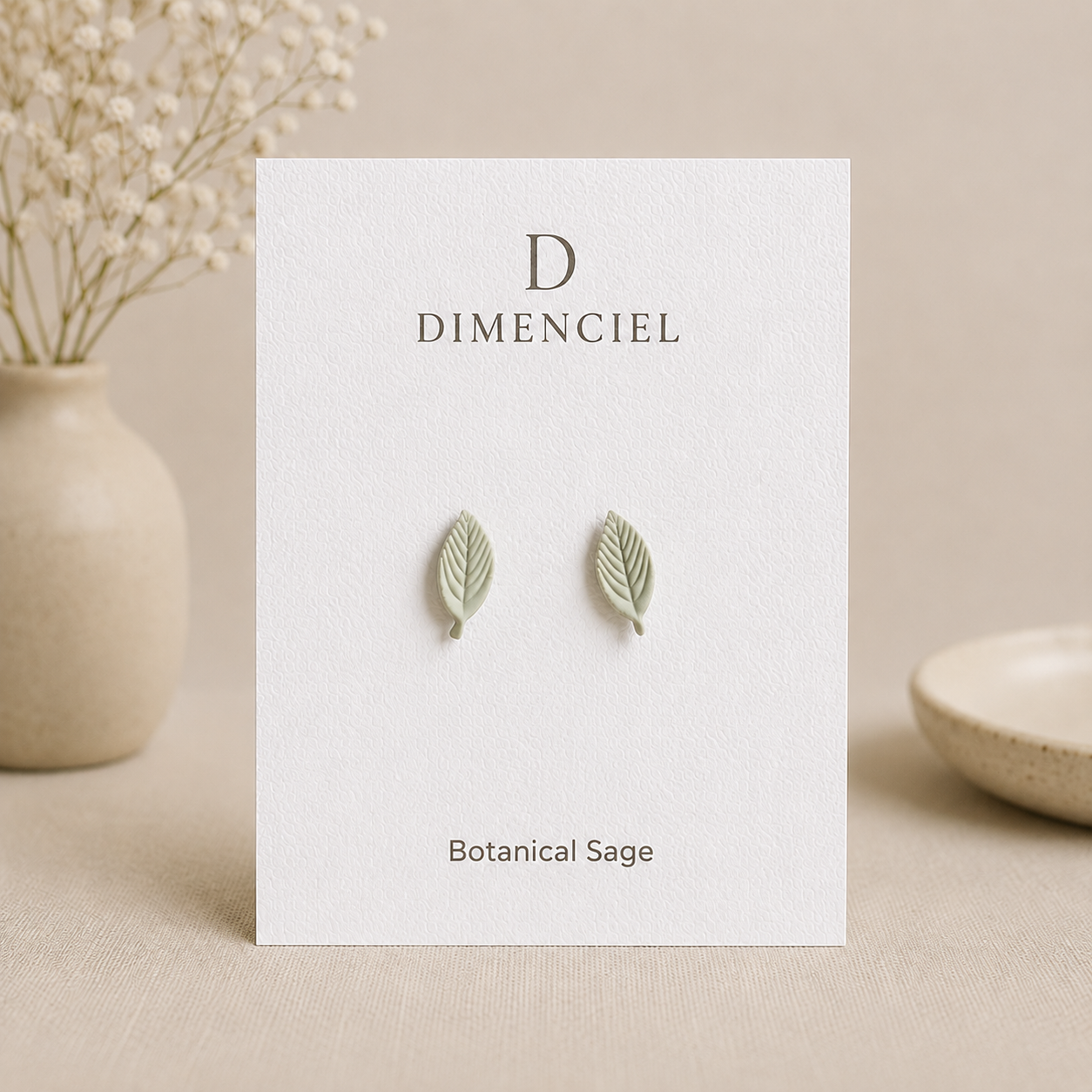 Botanical Sage Leaf Studs Set