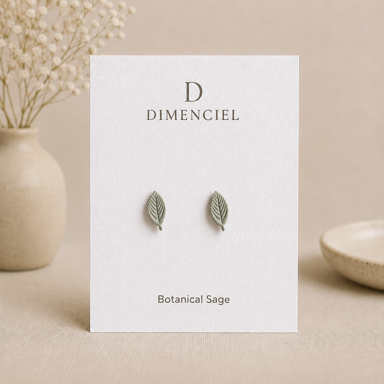Botanical Sage Leaf Studs Set
