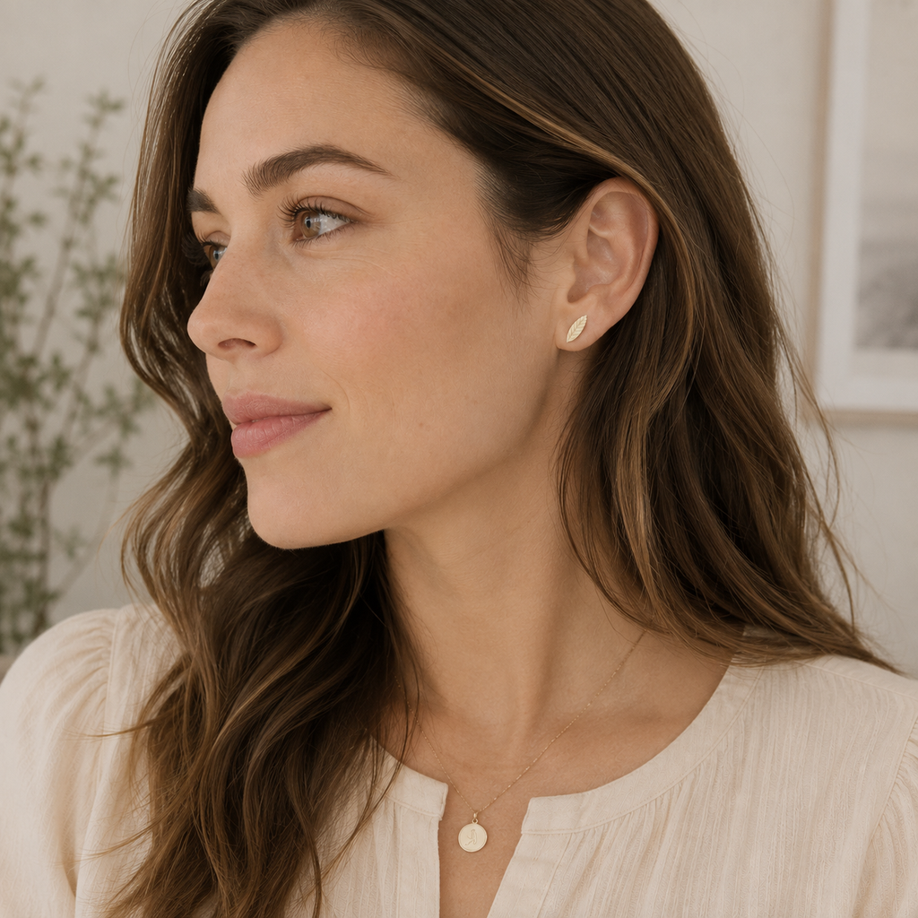 Botanical Sage Leaf Studs Set