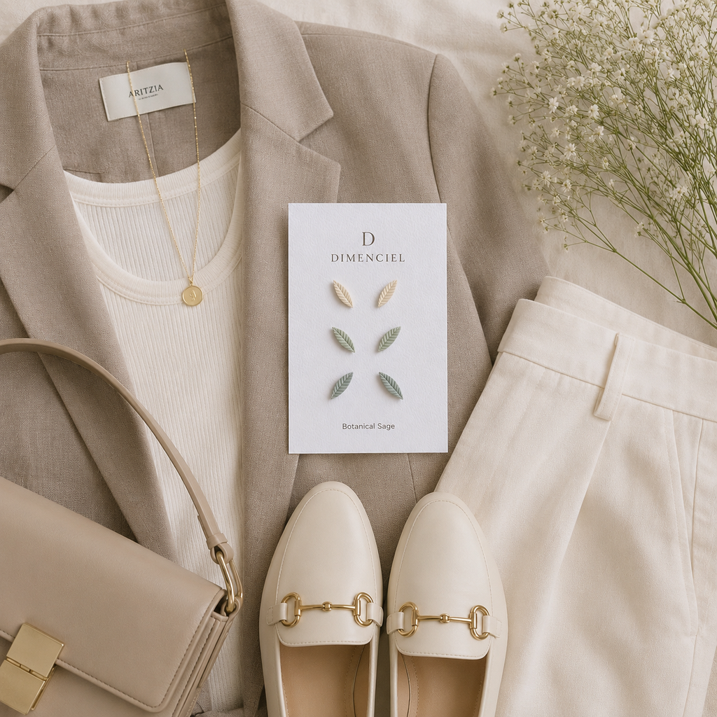 Botanical Sage Leaf Studs Set