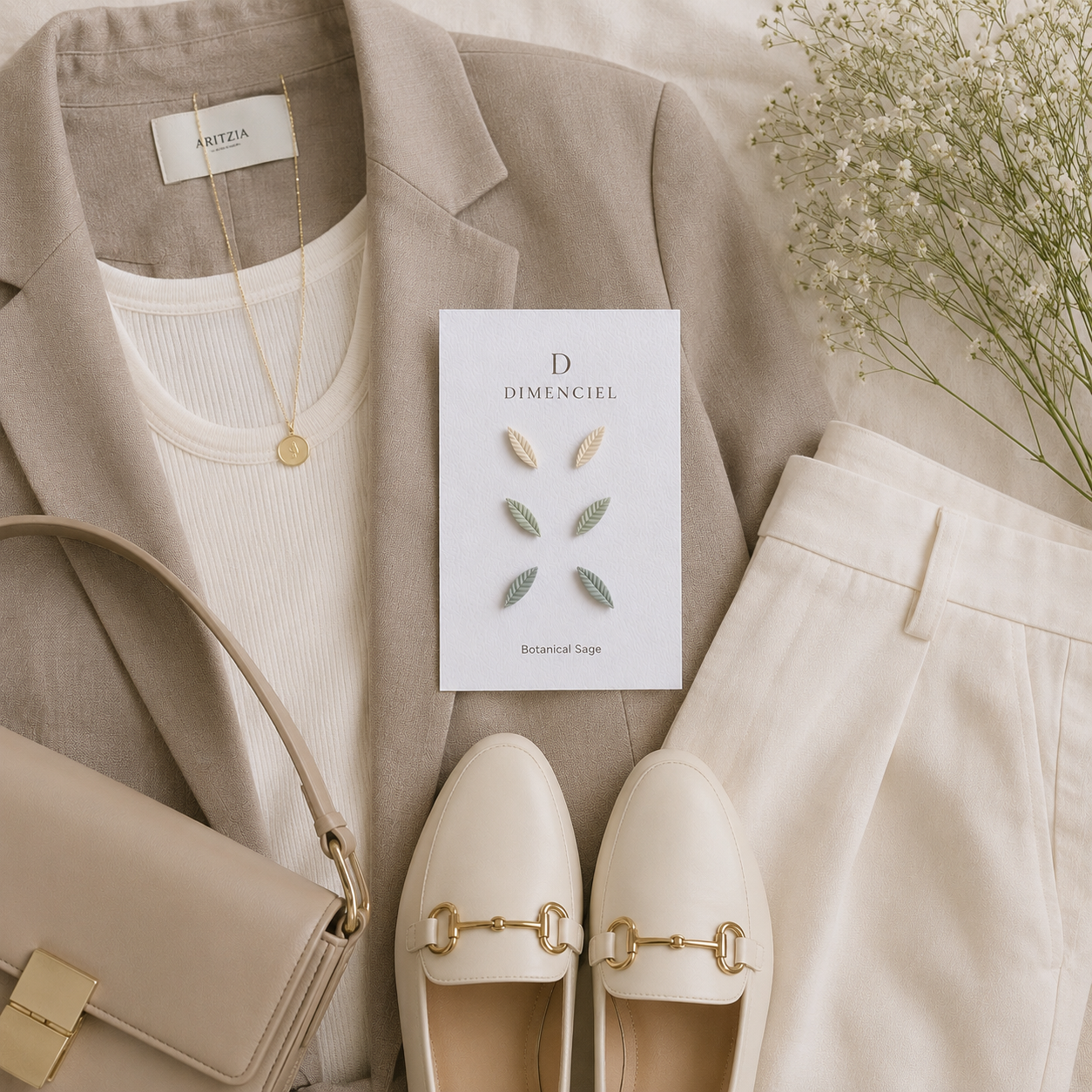 Botanical Sage Leaf Studs Set
