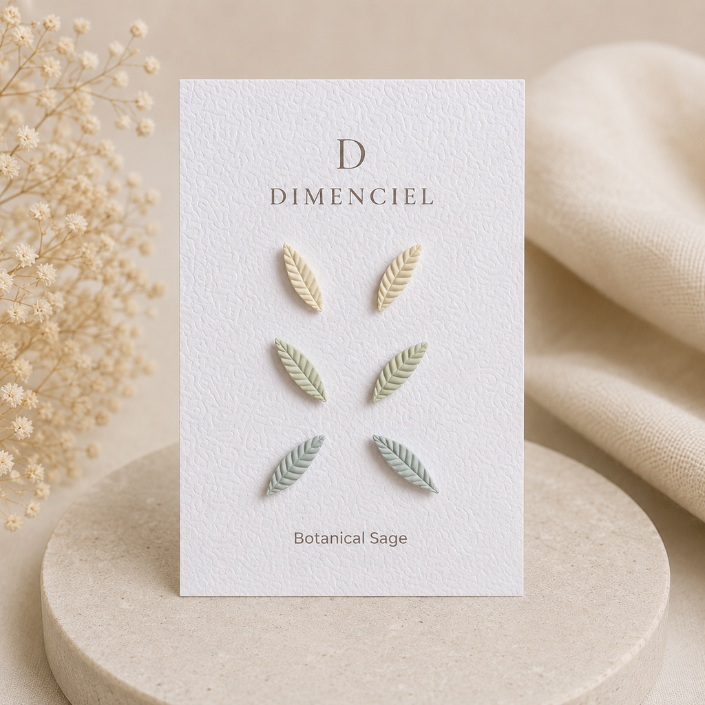 Botanical Sage Leaf Studs Set