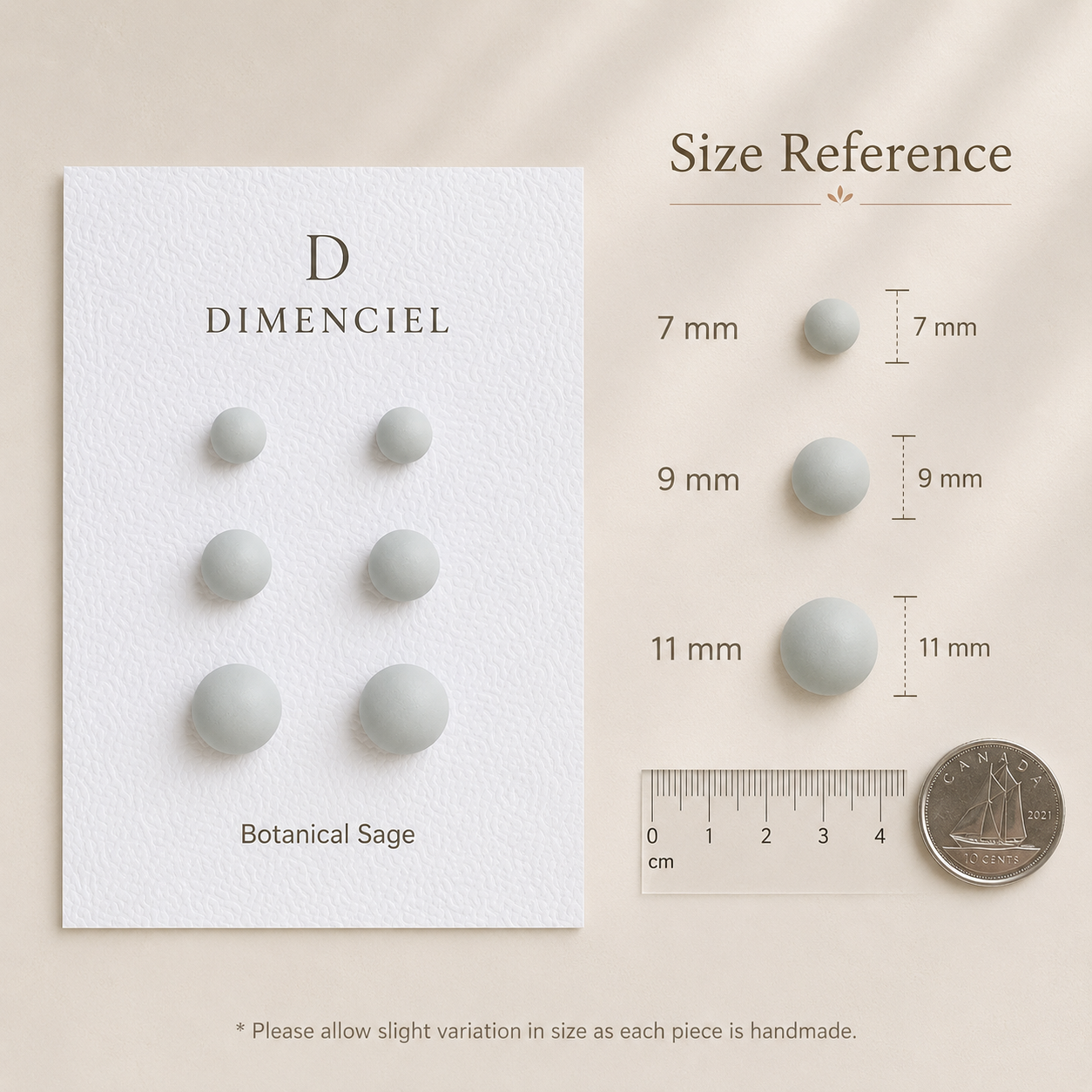 The Micro Dome Trio in Botanical Sage | Half Sphere Ear Studs Set