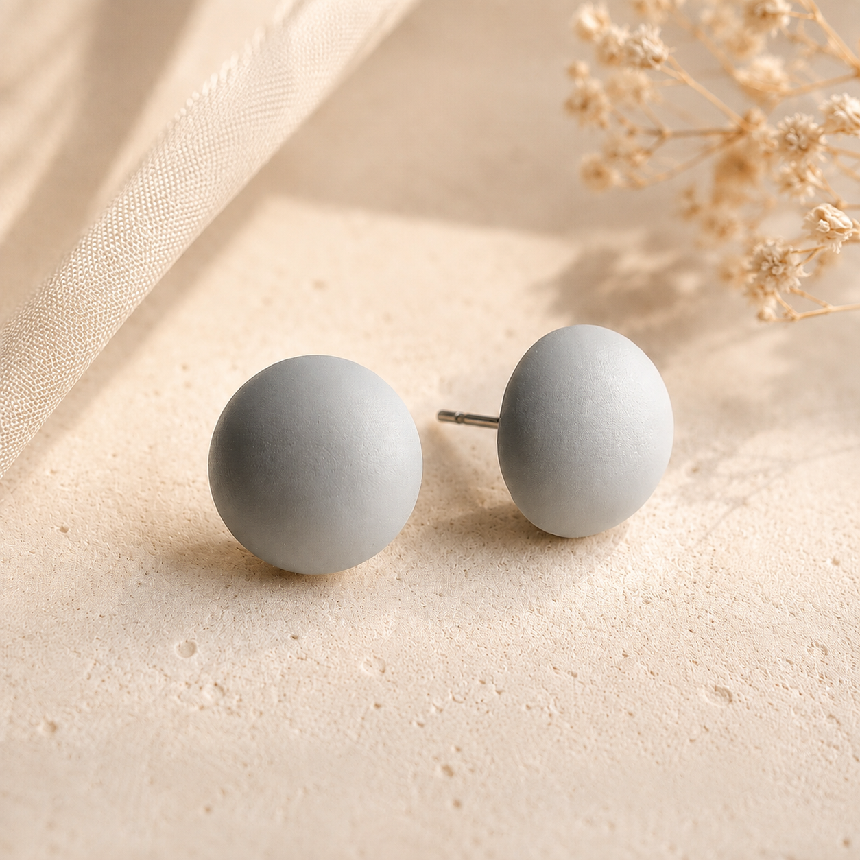 The Micro Dome Trio in Botanical Sage | Half Sphere Ear Studs Set