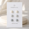The Micro Dome Trio in Botanical Sage | Half Sphere Ear Studs Set