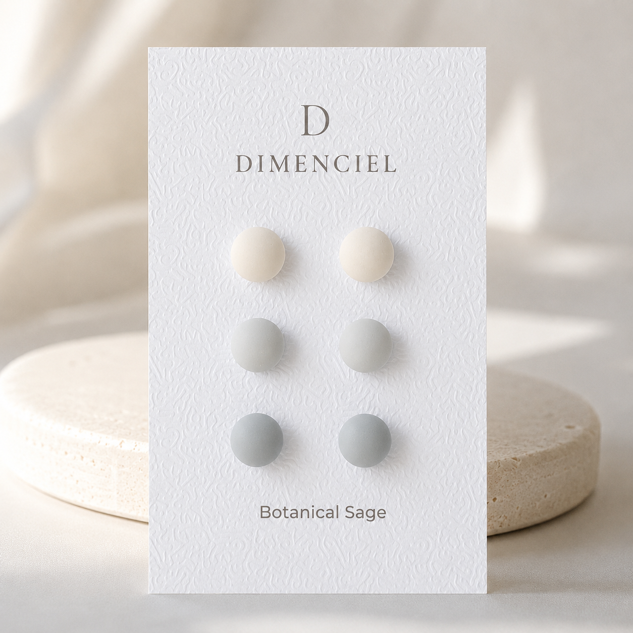 The Micro Dome Trio in Botanical Sage | Half Sphere Ear Studs Set