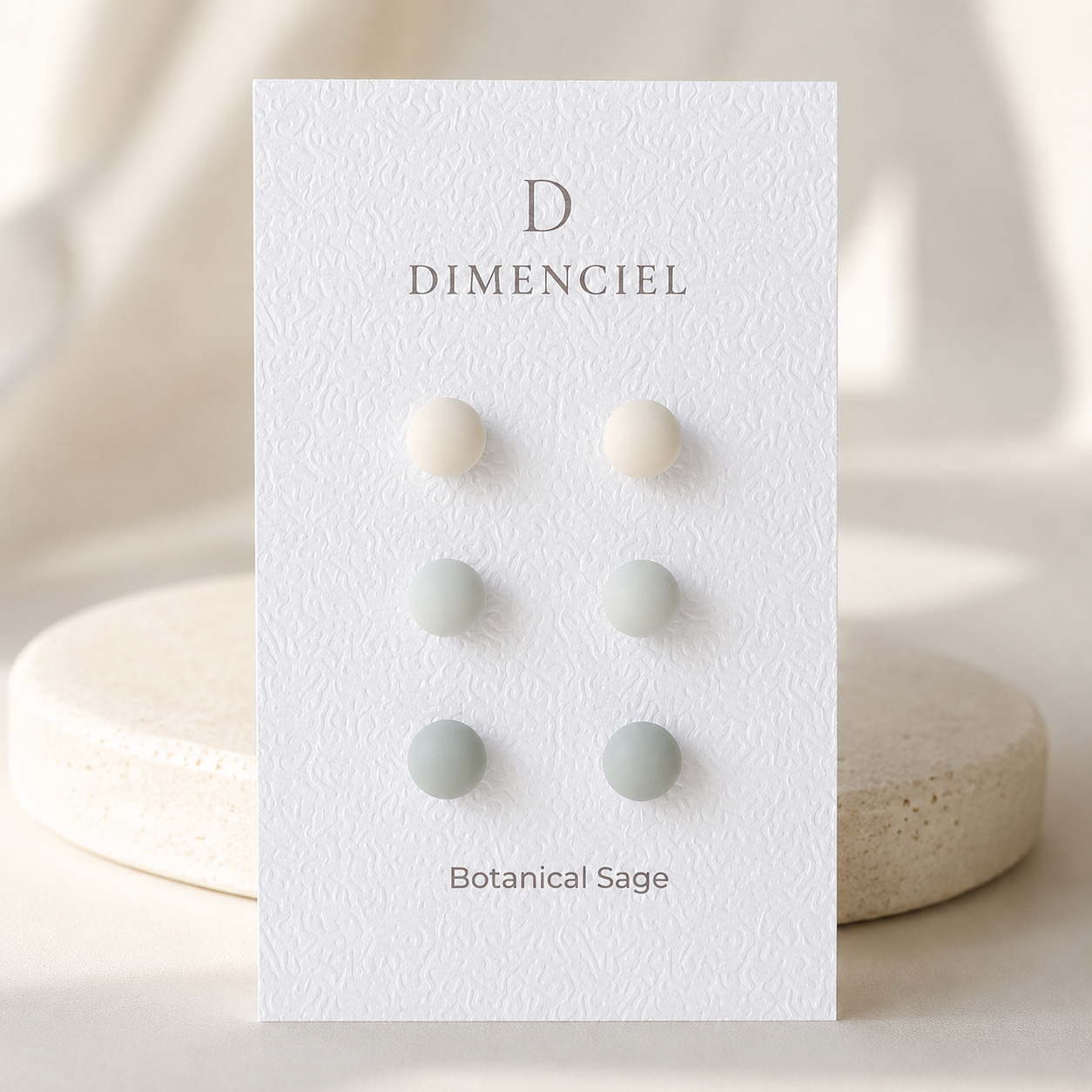 The Micro Dome Trio in Botanical Sage | Half Sphere Ear Studs Set
