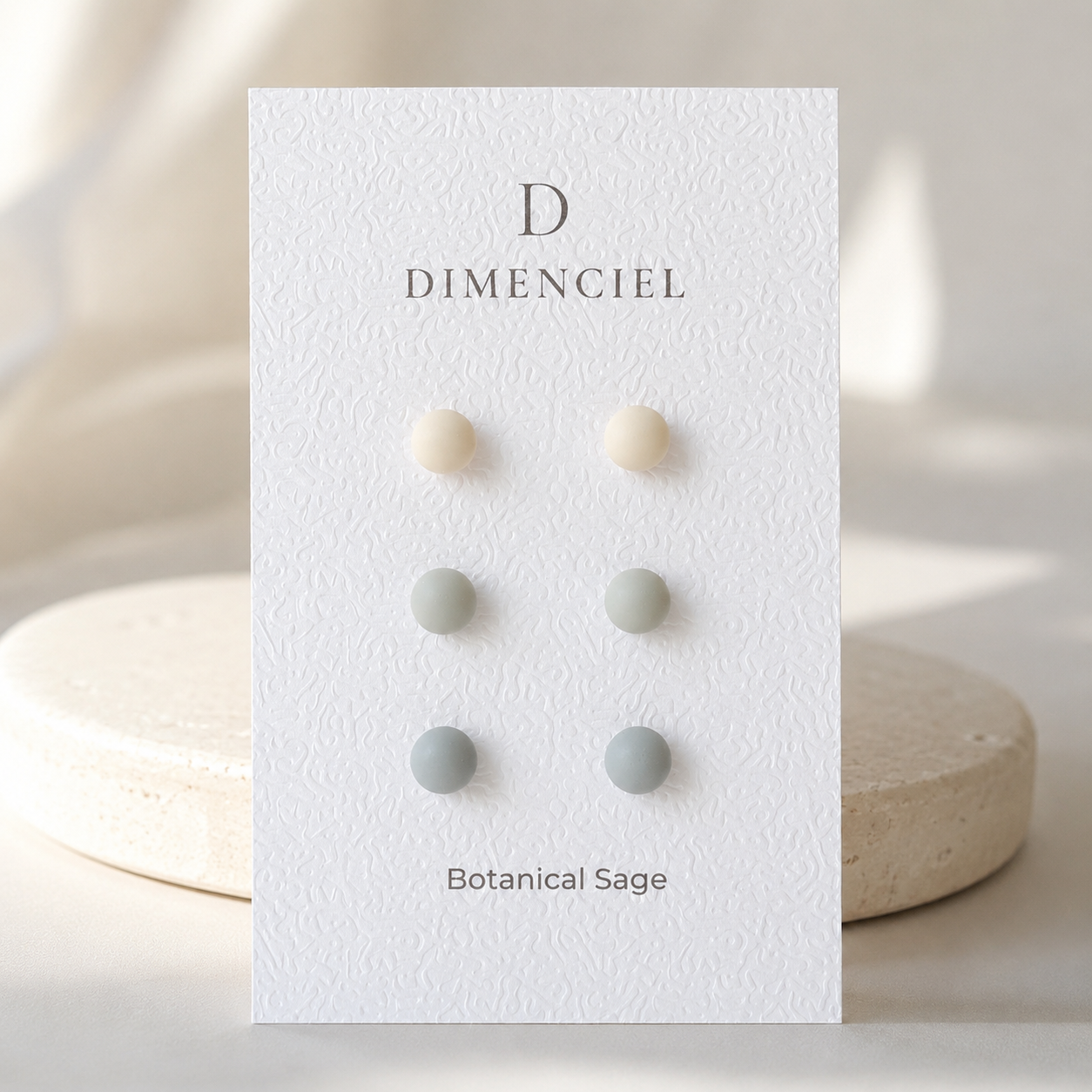 The Micro Dome Trio in Botanical Sage | Half Sphere Ear Studs Set